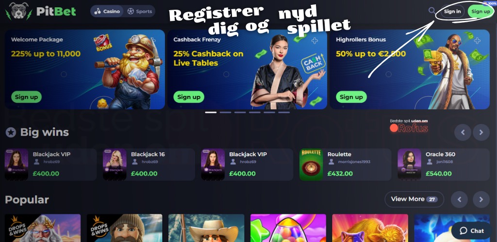 pitbet casino uden om rofus hjemmside