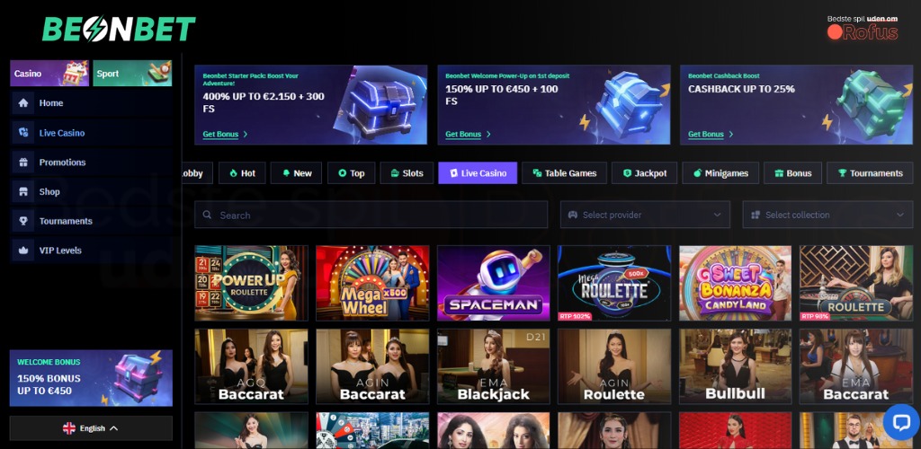beonbet live casino uden om rofus