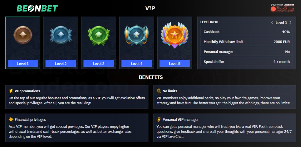 beonbet vip casino kampagner