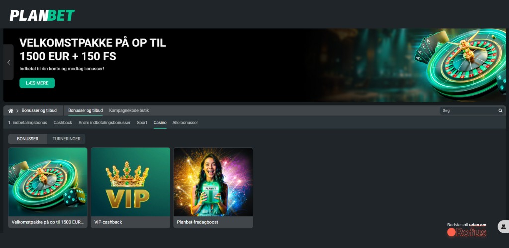 planbet udenlandske casino bonusser