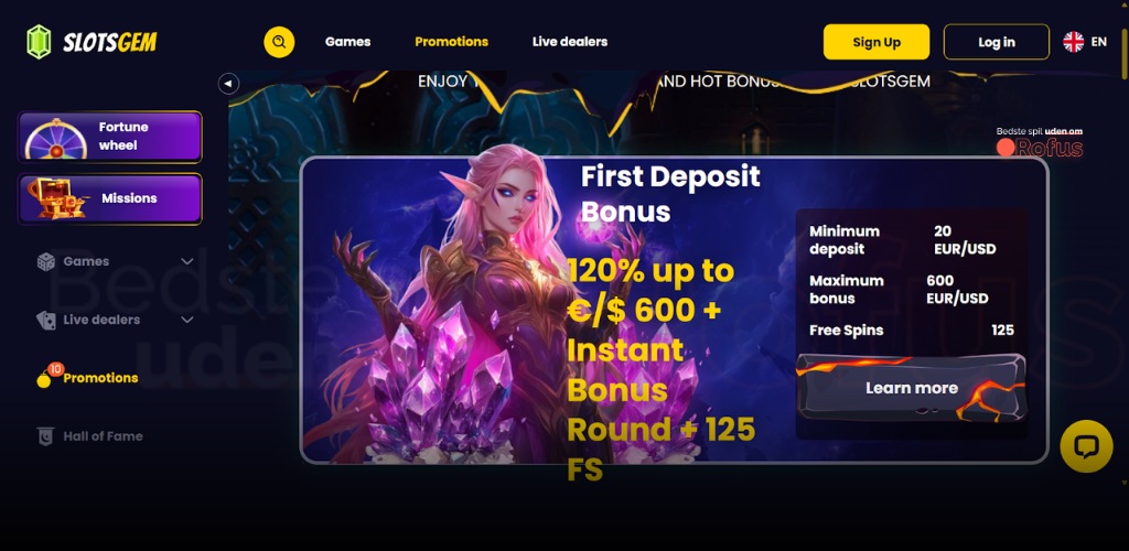 slotsgem udenlandske casino bonusser first