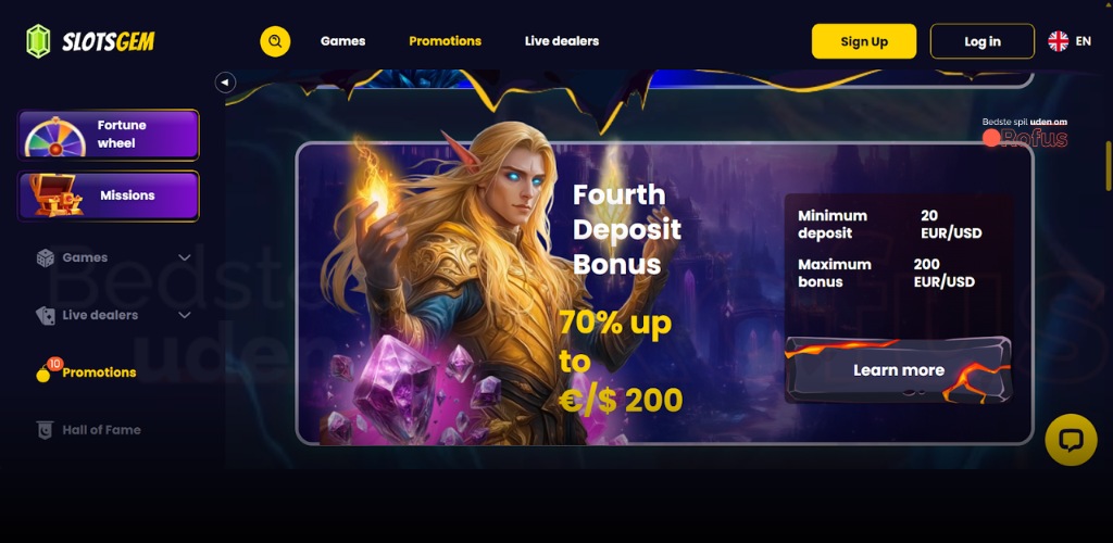 slotsgem udenlandske casino bonusser fourth