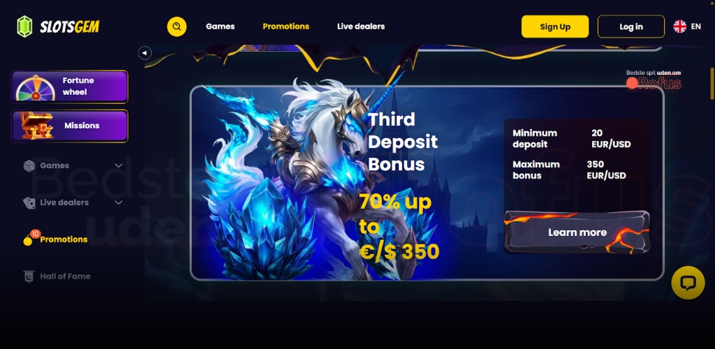 slotsgem udenlandske casino bonusser third