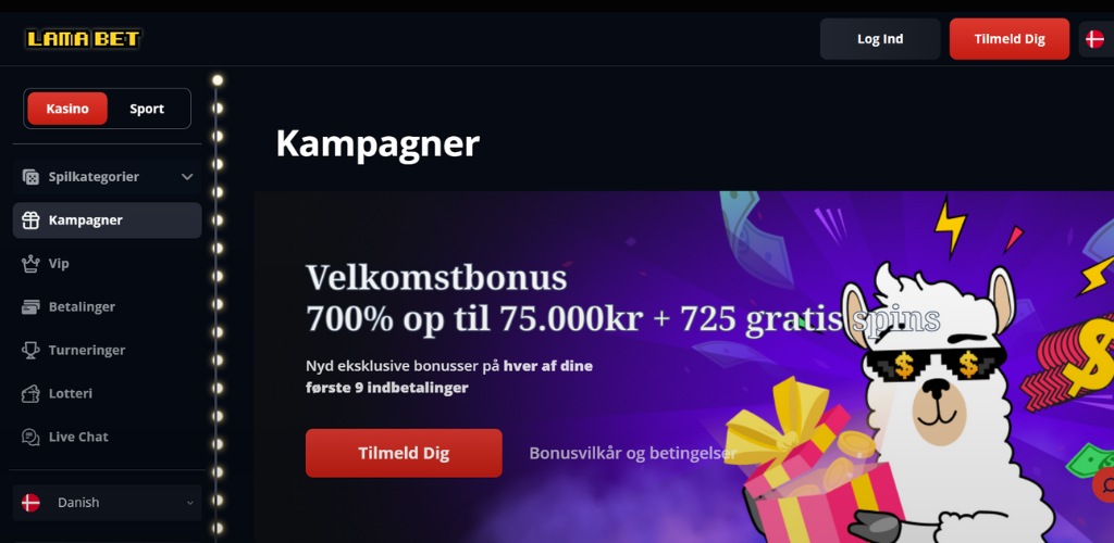 lamabet udenlandske casino bonusser